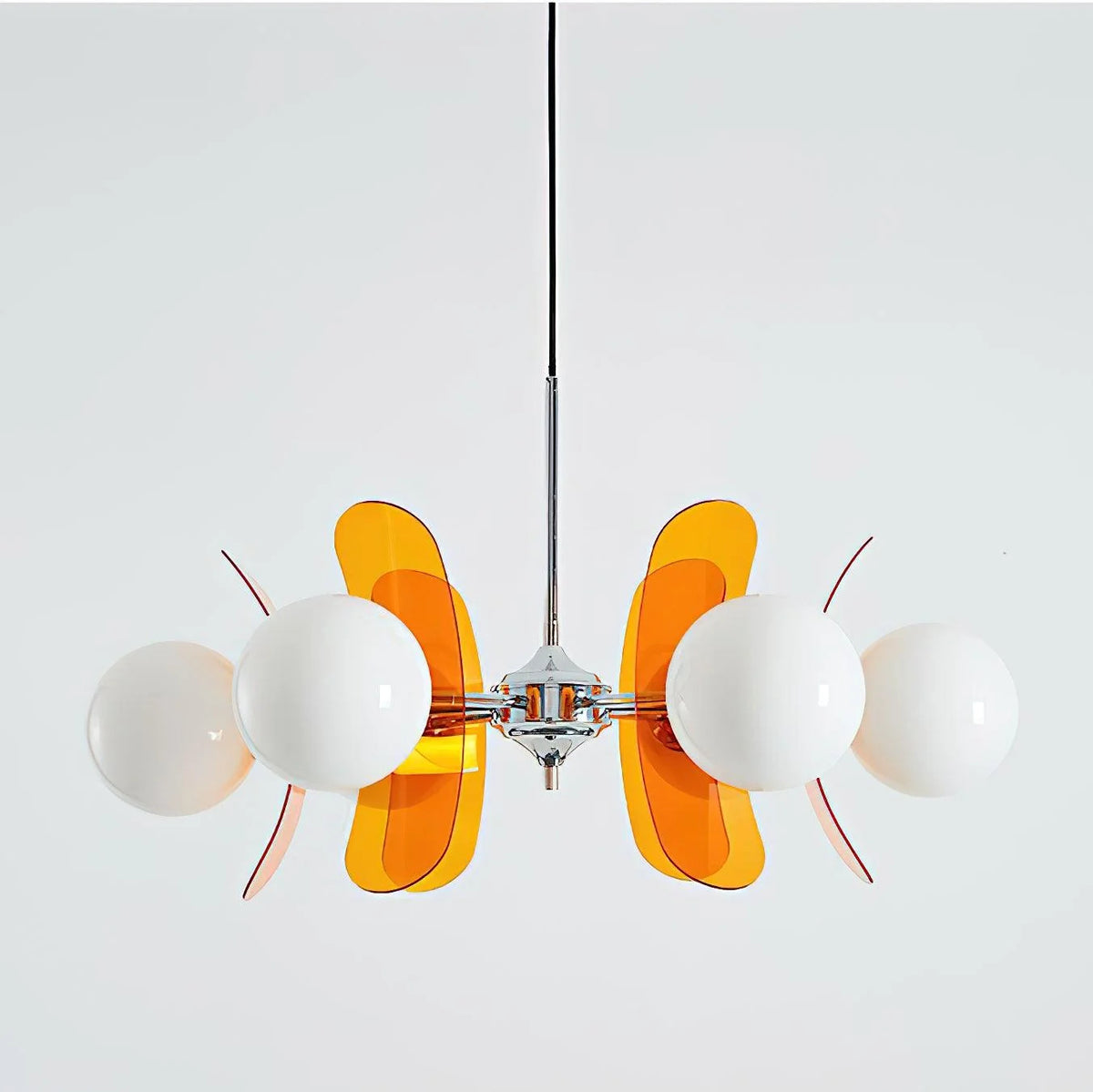 Chandelier | Floral Sputnik Design Metal & Glass | Adjustable Cord