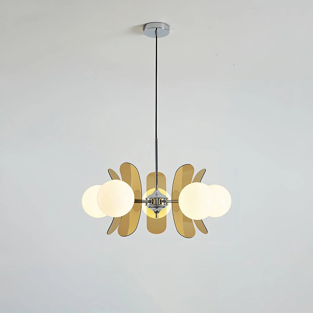 Chandelier | Floral Sputnik Design Metal & Glass | Adjustable Cord