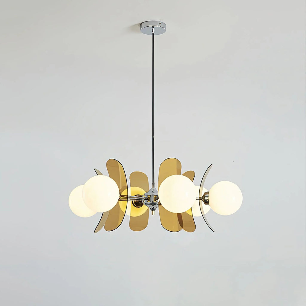 Chandelier | Floral Sputnik Design Metal & Glass | Adjustable Cord
