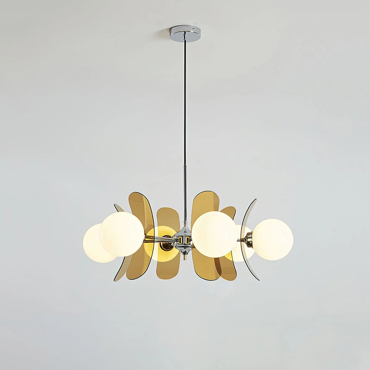 Chandelier | Floral Sputnik Design Metal & Glass | Adjustable Cord