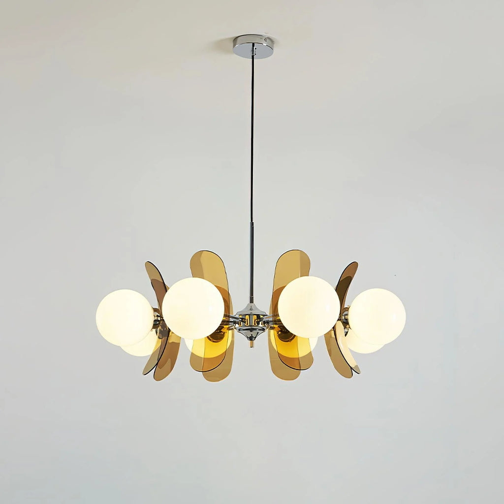 Chandelier | Floral Sputnik Design Metal & Glass | Adjustable Cord