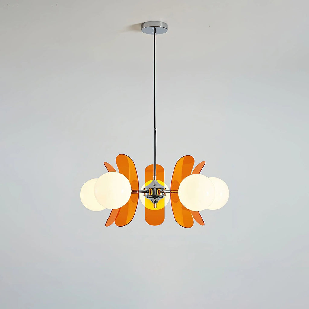 Chandelier | Floral Sputnik Design Metal & Glass | Adjustable Cord