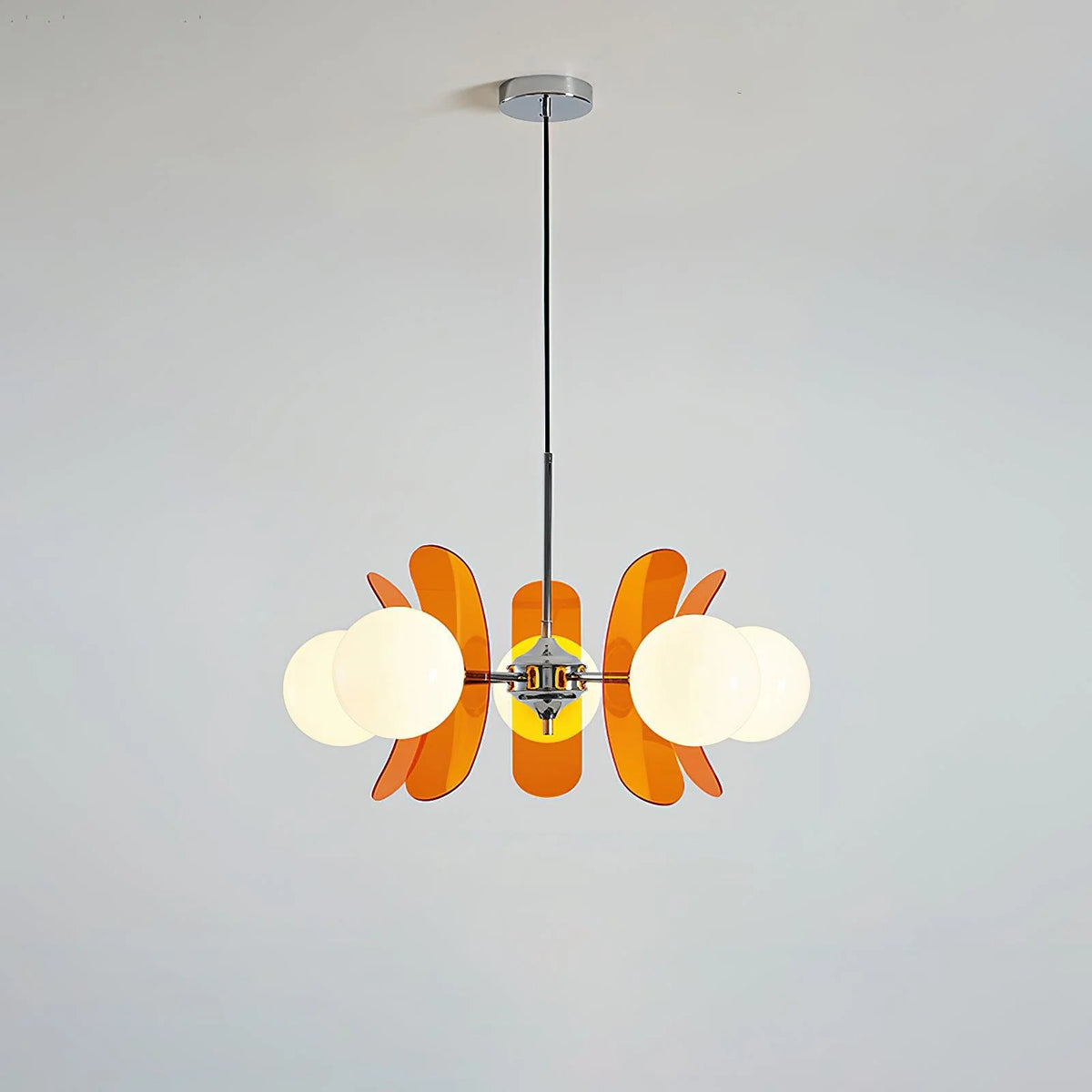 Chandelier | Floral Sputnik Design Metal & Glass | Adjustable Cord