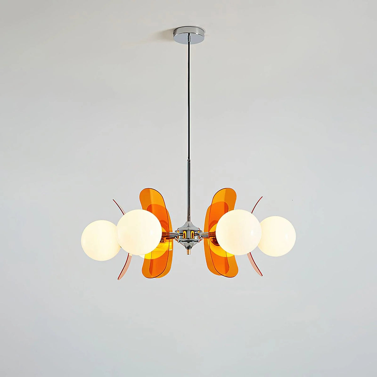 Chandelier | Floral Sputnik Design Metal & Glass | Adjustable Cord