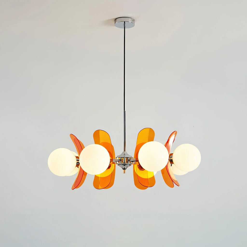 Chandelier | Floral Sputnik Design Metal & Glass | Adjustable Cord