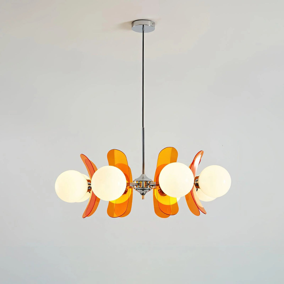 Chandelier | Floral Sputnik Design Metal & Glass | Adjustable Cord