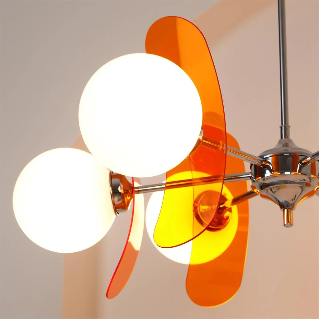 Chandelier | Floral Sputnik Design Metal & Glass | Adjustable Cord