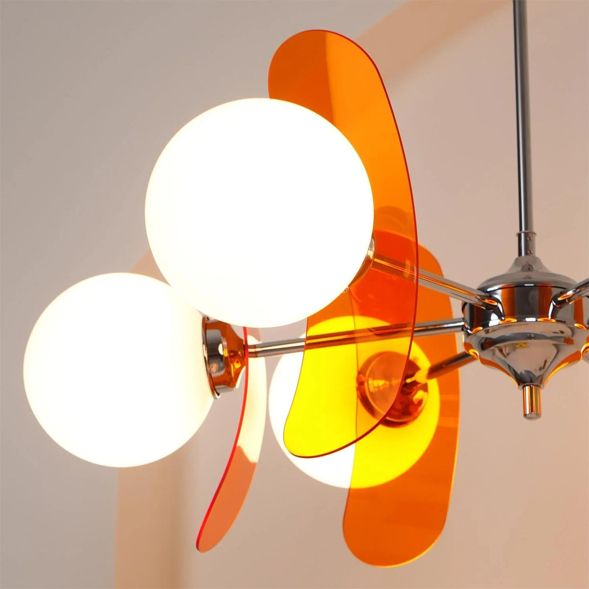 Chandelier | Floral Sputnik Design Metal & Glass | Adjustable Cord