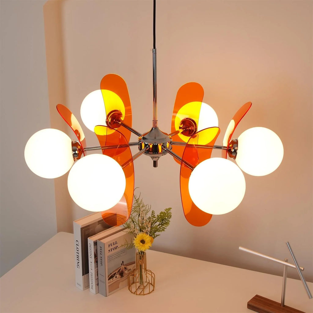 Chandelier | Floral Sputnik Design Metal & Glass | Adjustable Cord