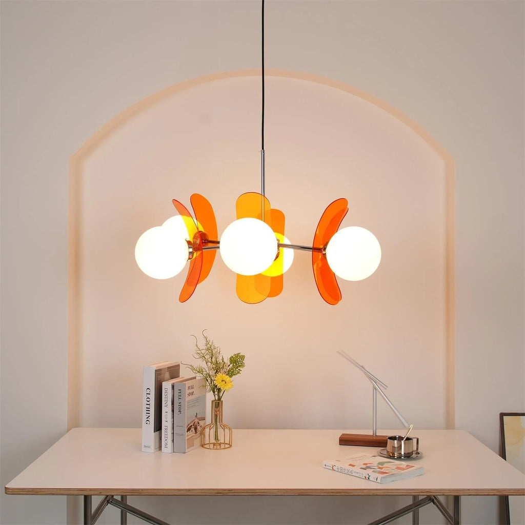 Chandelier | Floral Sputnik Design Metal & Glass | Adjustable Cord