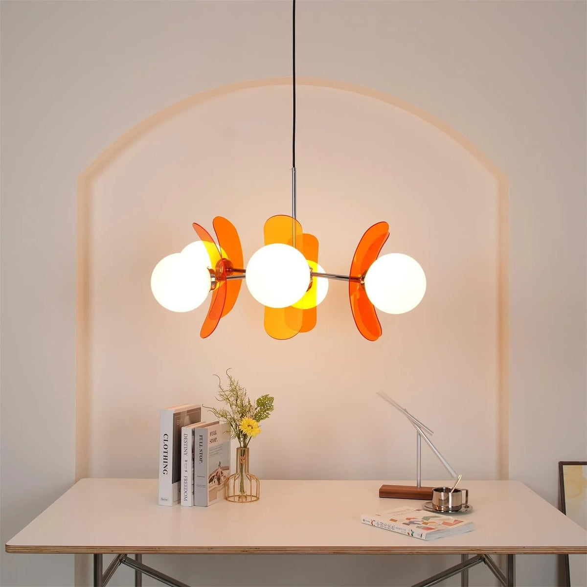 Chandelier | Floral Sputnik Design Metal & Glass | Adjustable Cord