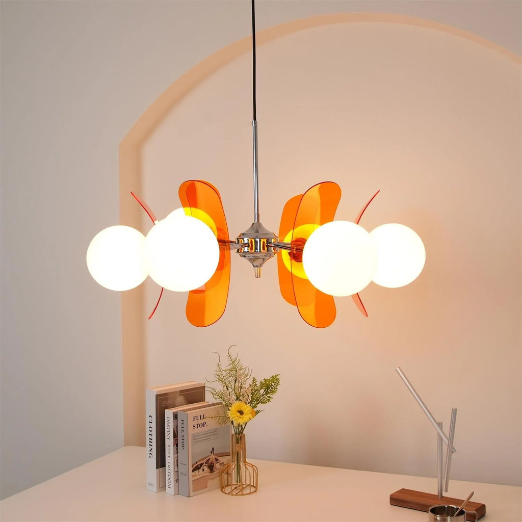 Chandelier | Floral Sputnik Design Metal & Glass | Adjustable Cord