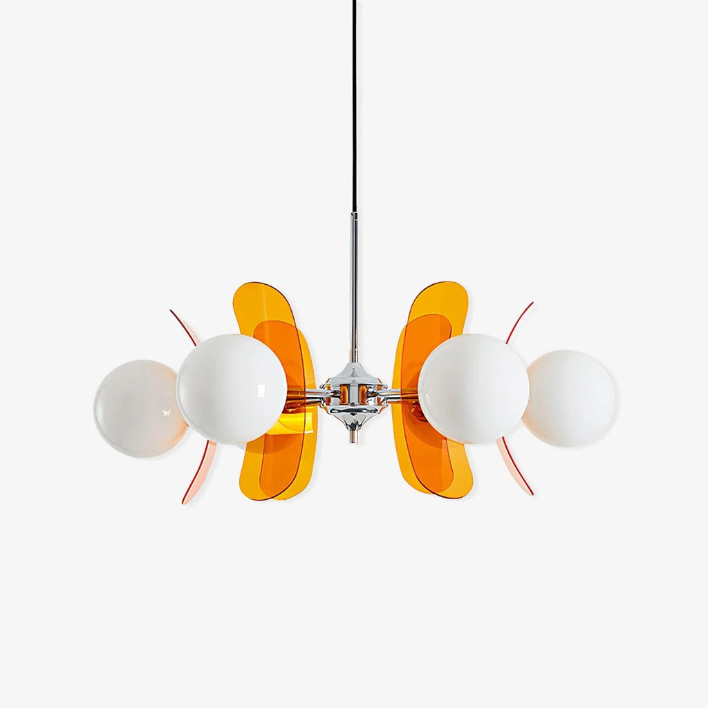 Chandelier | Floral Sputnik Design Metal & Glass | Adjustable Cord