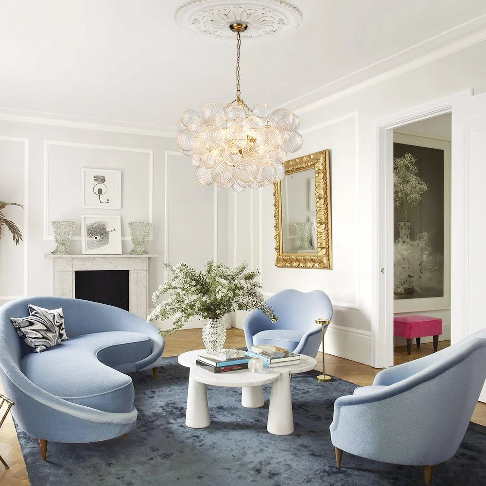 Chandelier | Glass Bubble Cluster & Gold Finish | Multiple Sizes