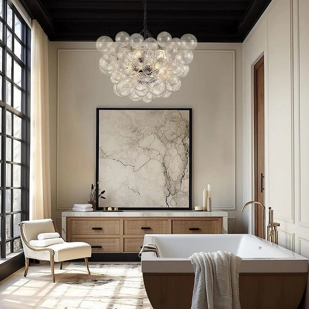 Chandelier | Glass Bubble Cluster & Gold Finish | Multiple Sizes