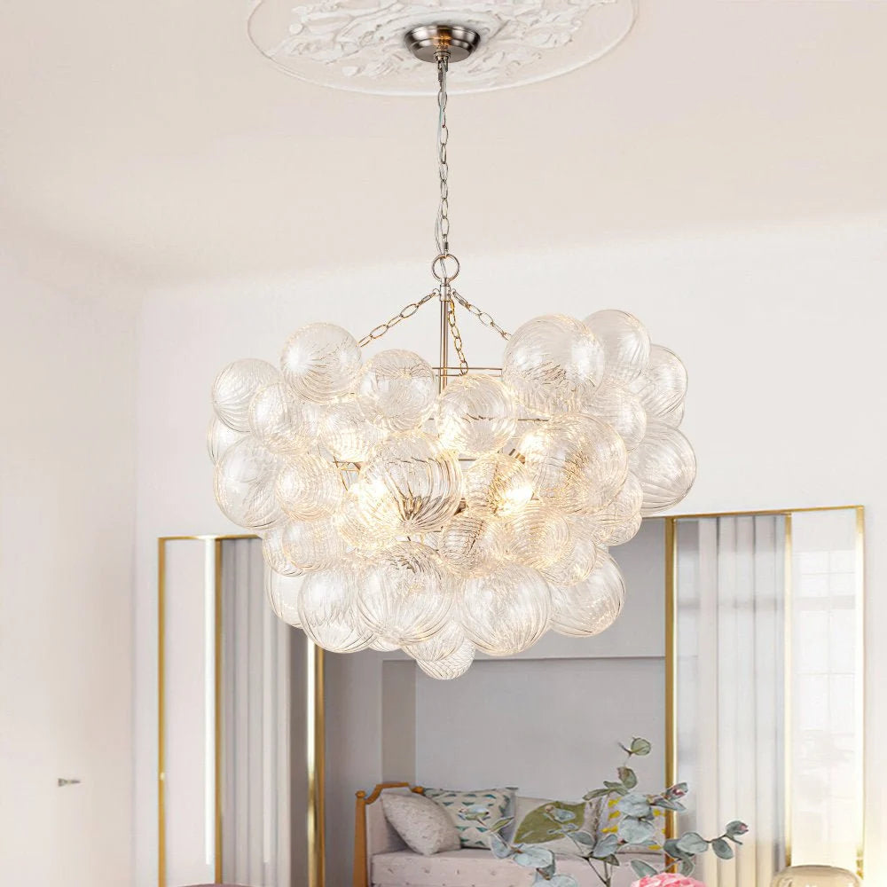 Chandelier | Glass Bubble Cluster & Gold Finish | Multiple Sizes