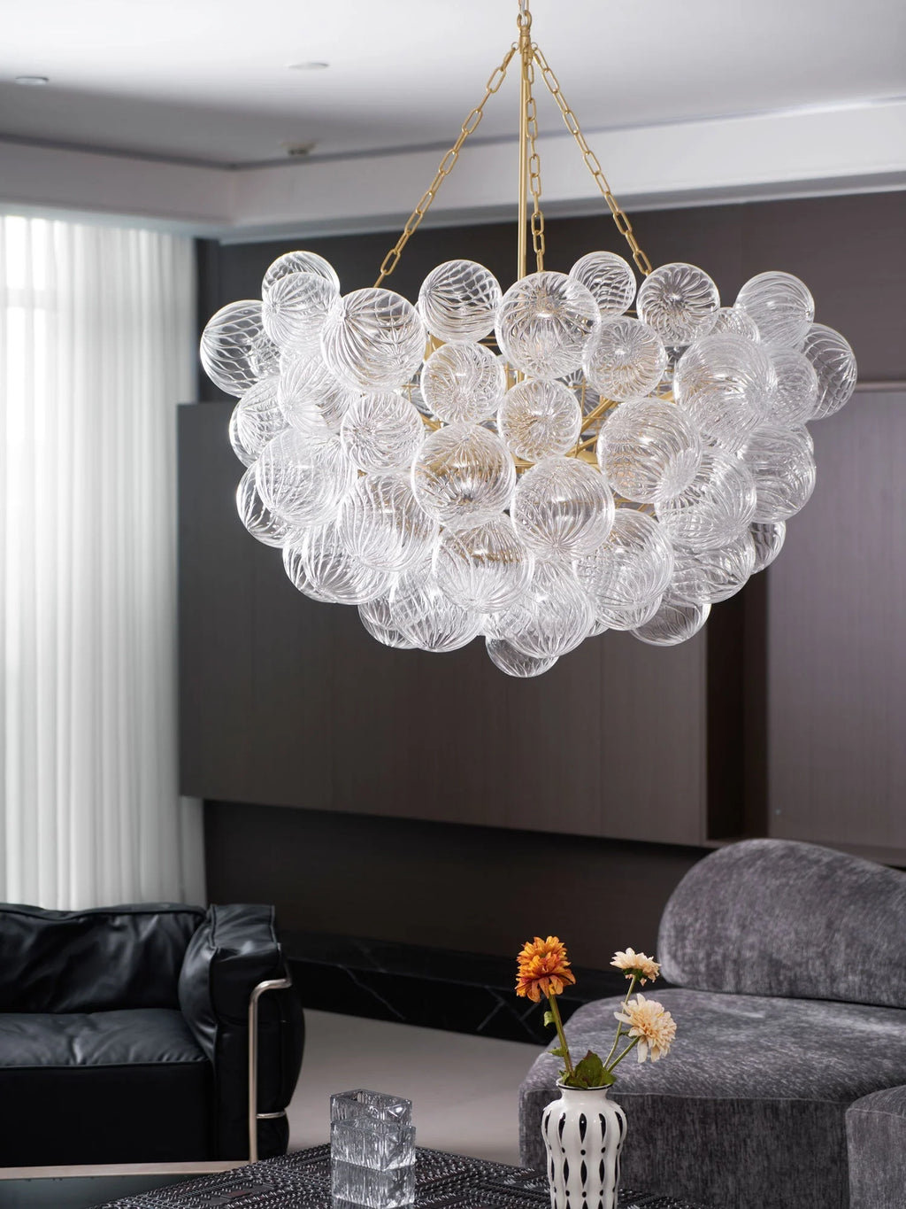 Chandelier | Glass Bubble Cluster & Gold Finish | Multiple Sizes