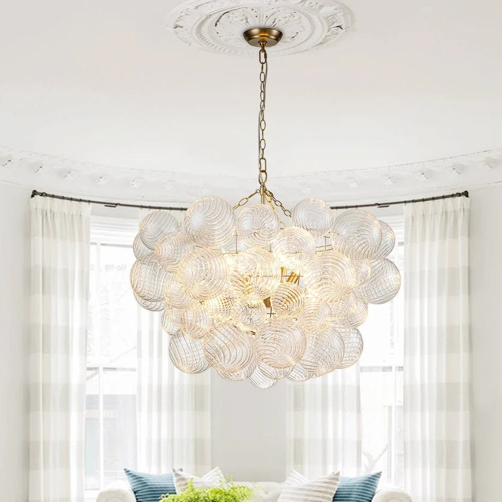Chandelier | Glass Bubble Cluster & Gold Finish | Multiple Sizes