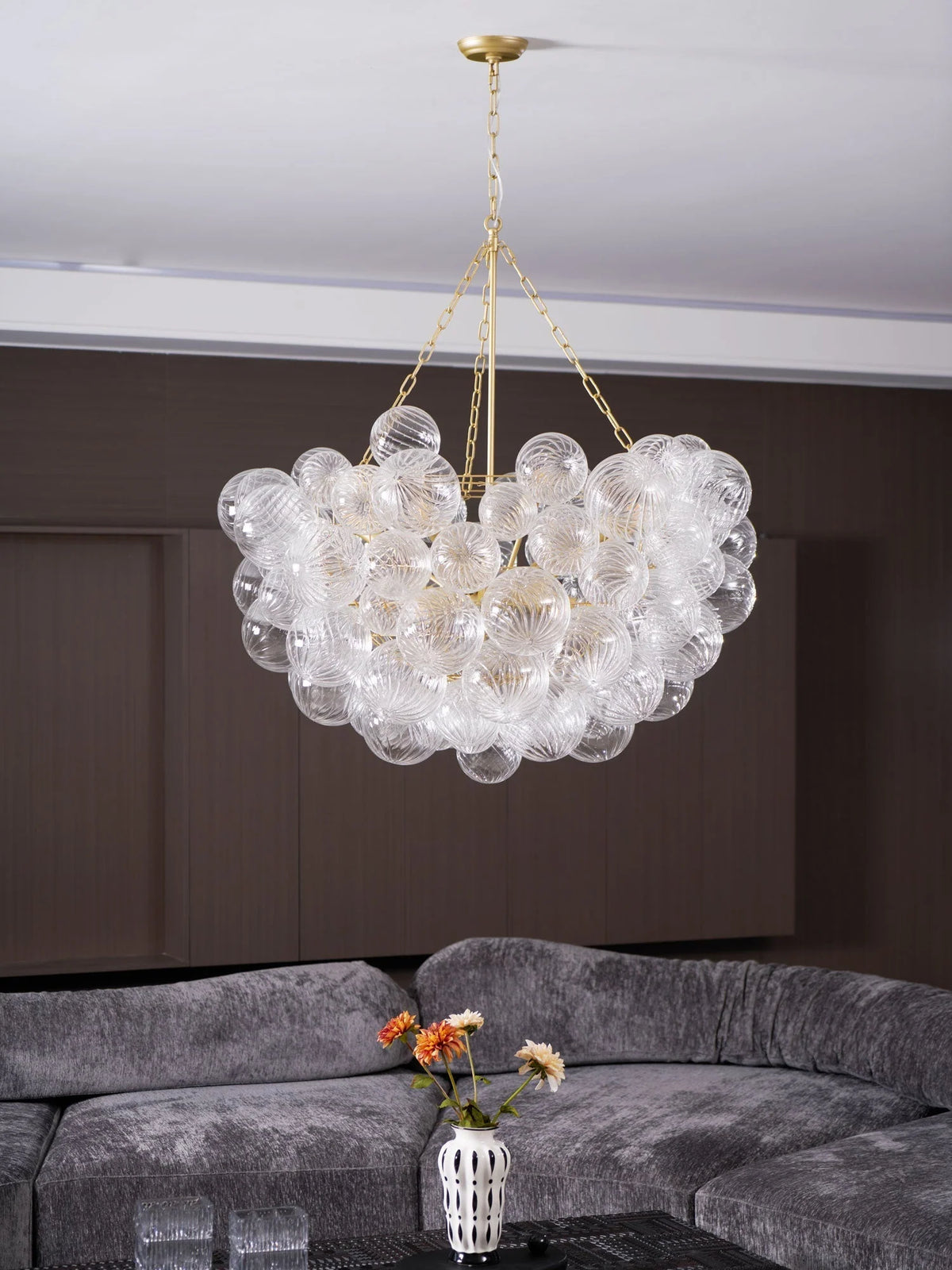 Chandelier | Glass Bubble Cluster & Gold Finish | Multiple Sizes