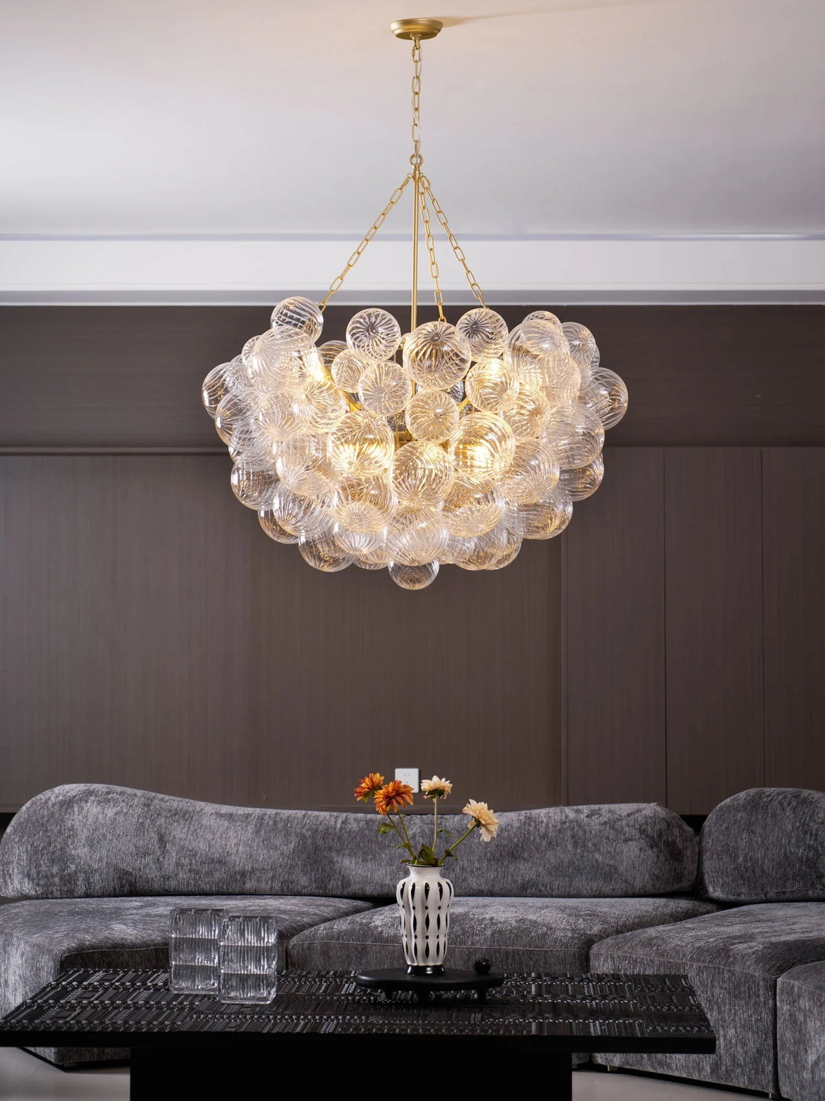 Chandelier | Glass Bubble Cluster & Gold Finish | Multiple Sizes