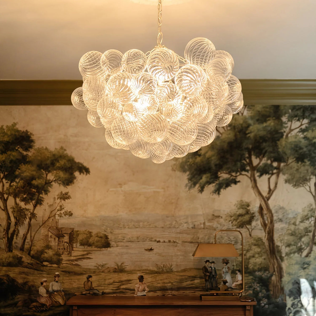 Chandelier | Glass Bubble Cluster & Gold Finish | Multiple Sizes