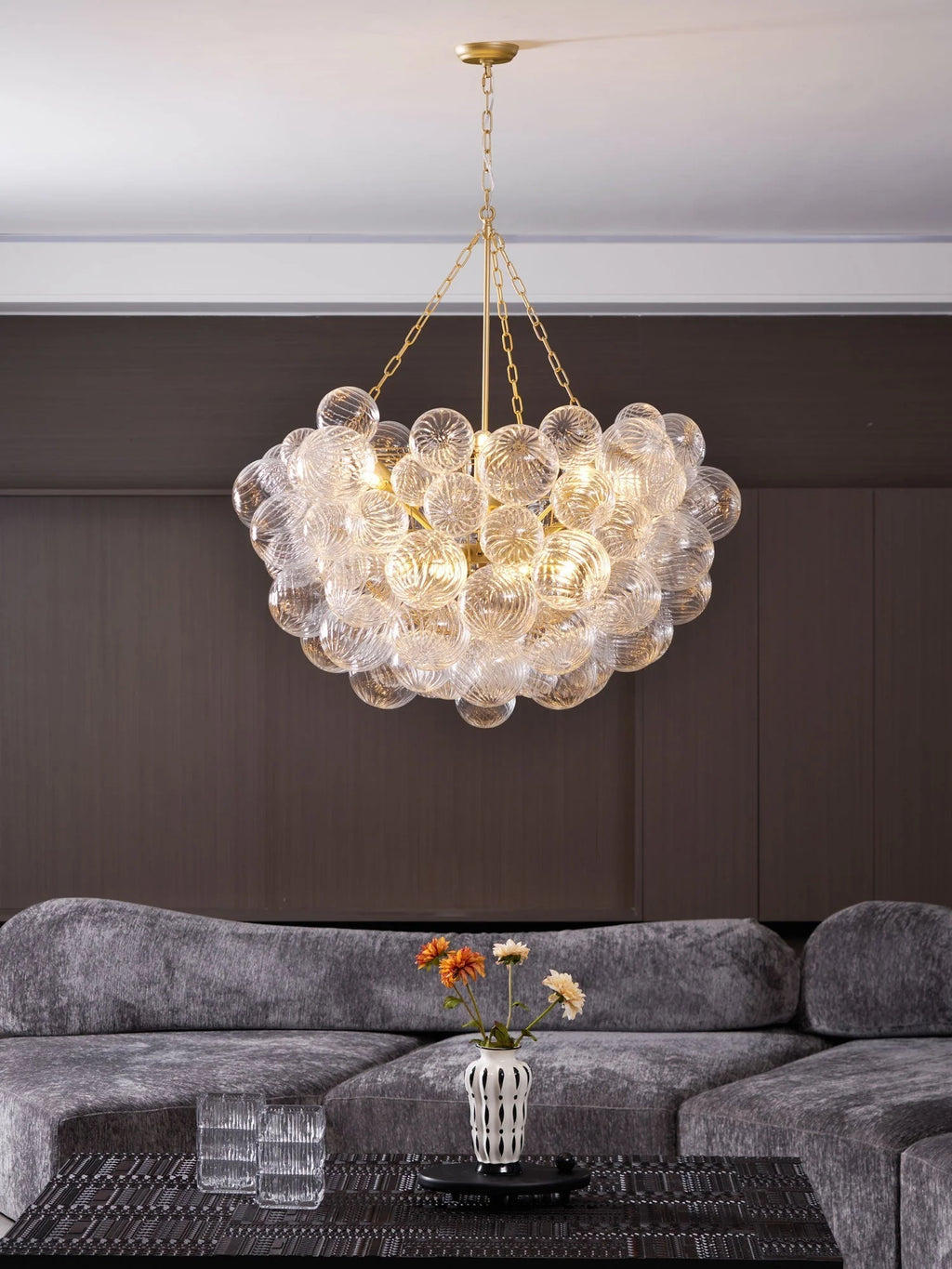 Chandelier | Glass Bubble Cluster & Gold Finish | Multiple Sizes