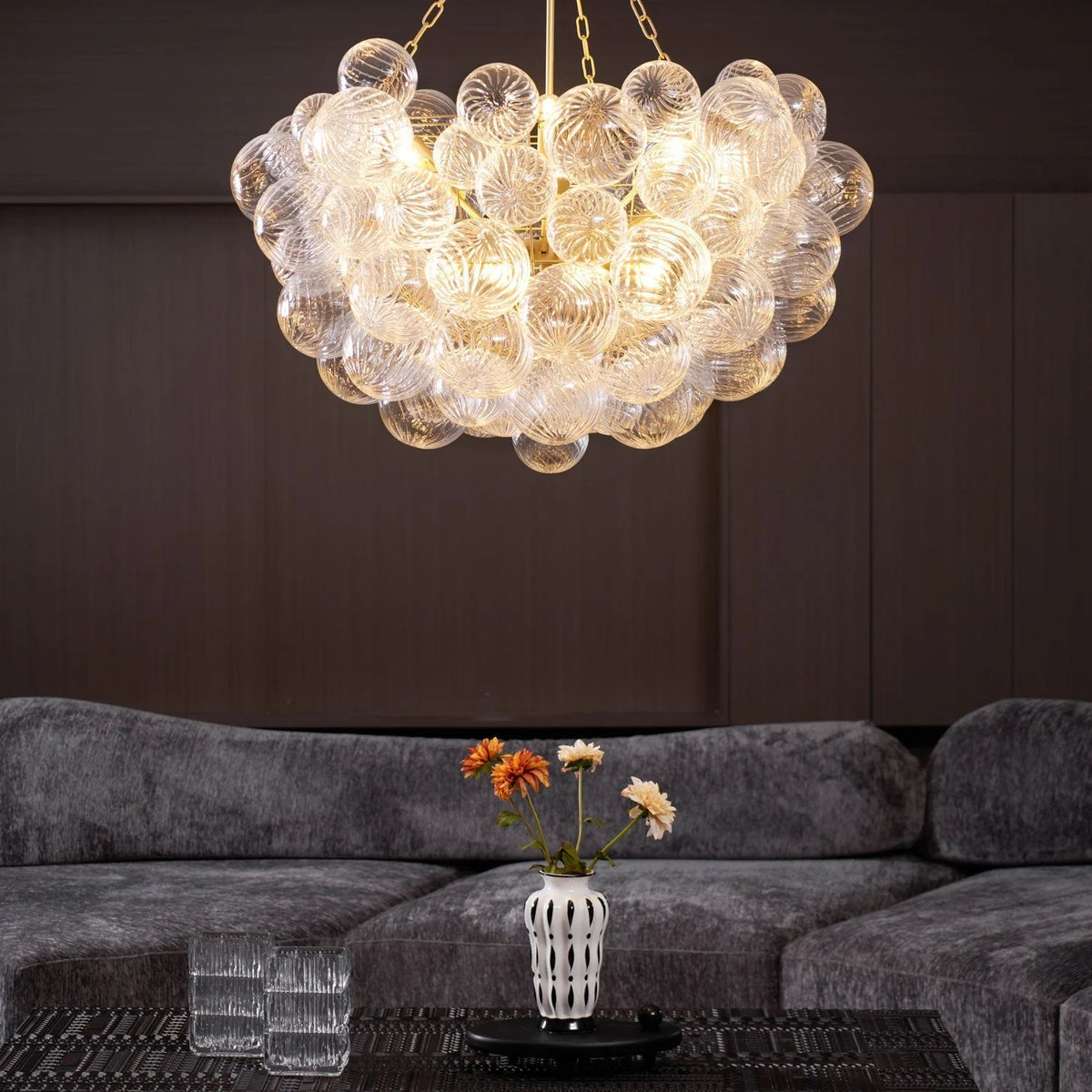 Chandelier | Glass Bubble Cluster & Gold Finish | Multiple Sizes