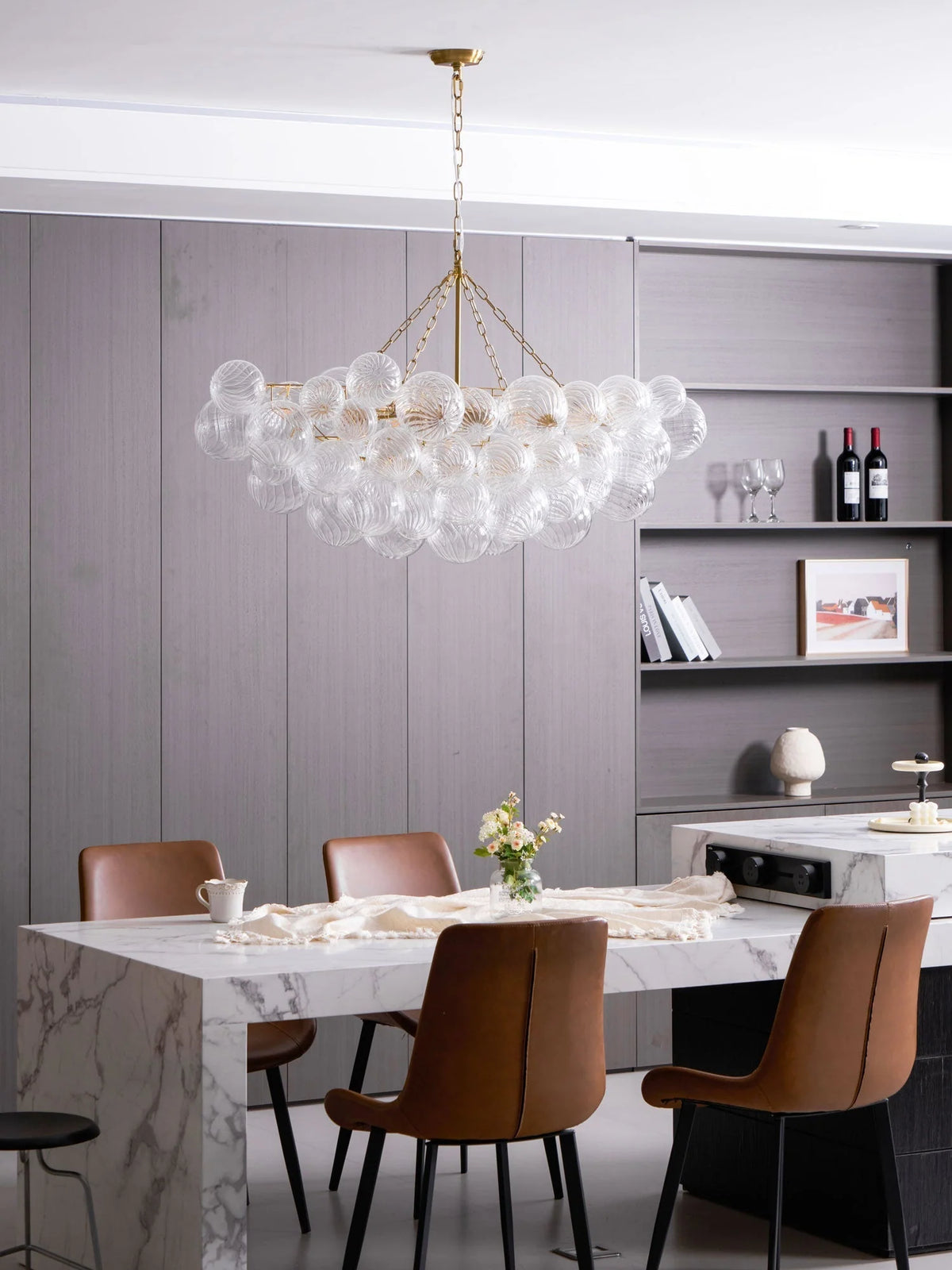 Chandelier | Glass Bubble Cluster & Gold Finish | Multiple Sizes