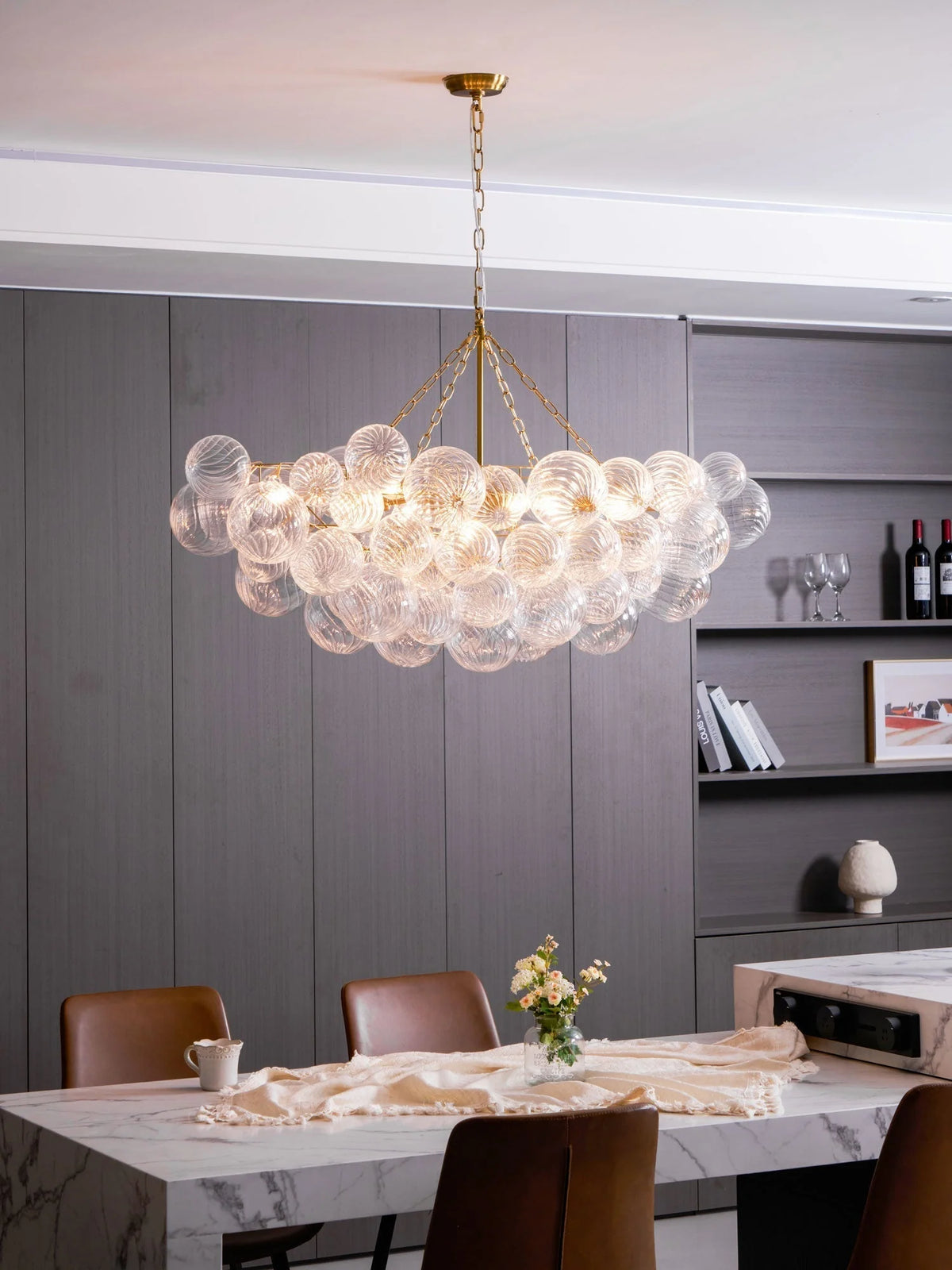 Chandelier | Glass Bubble Cluster & Gold Finish | Multiple Sizes