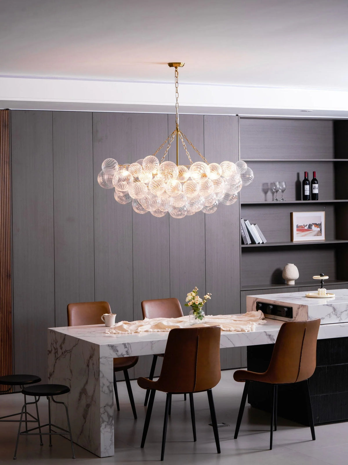 Chandelier | Glass Bubble Cluster & Gold Finish | Multiple Sizes