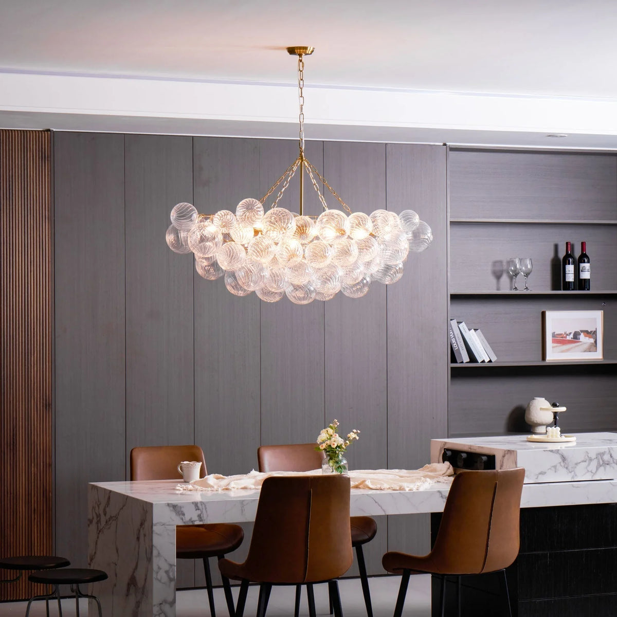 Chandelier | Glass Bubble Cluster & Gold Finish | Multiple Sizes