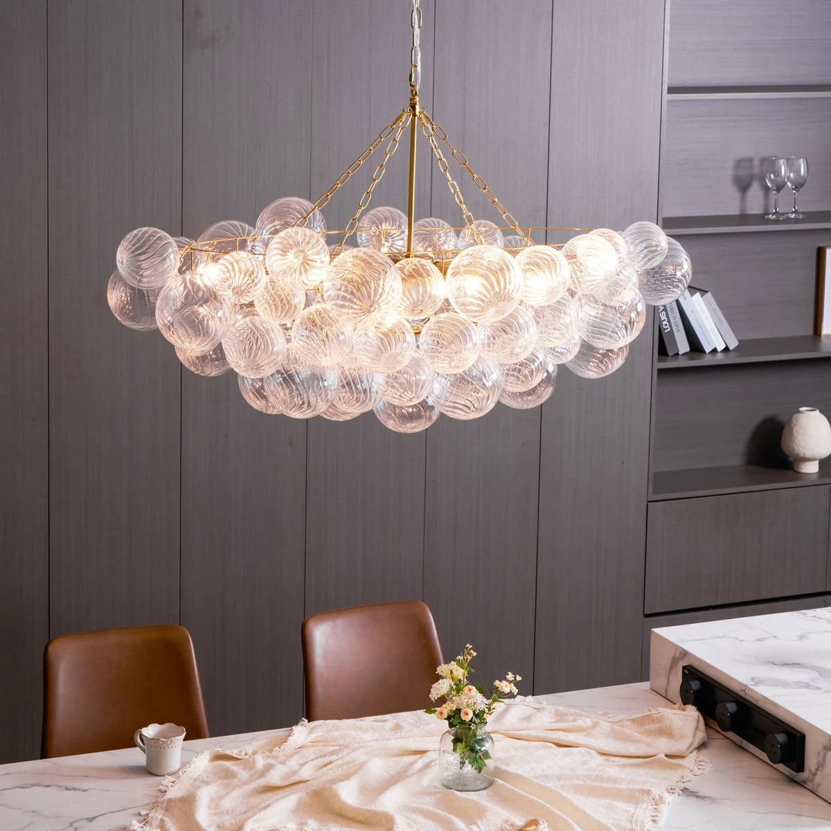 Chandelier | Glass Bubble Cluster & Gold Finish | Multiple Sizes