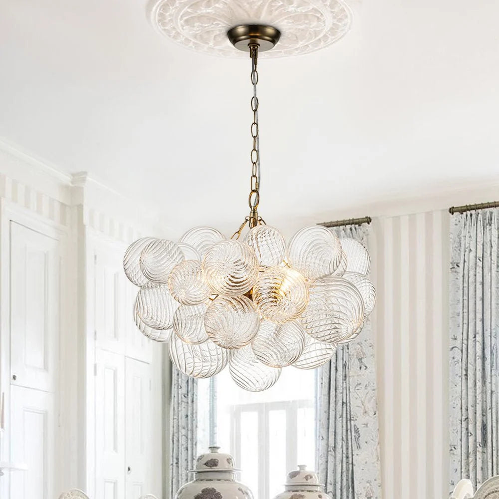 Chandelier | Glass Bubble Cluster & Gold Finish | Multiple Sizes