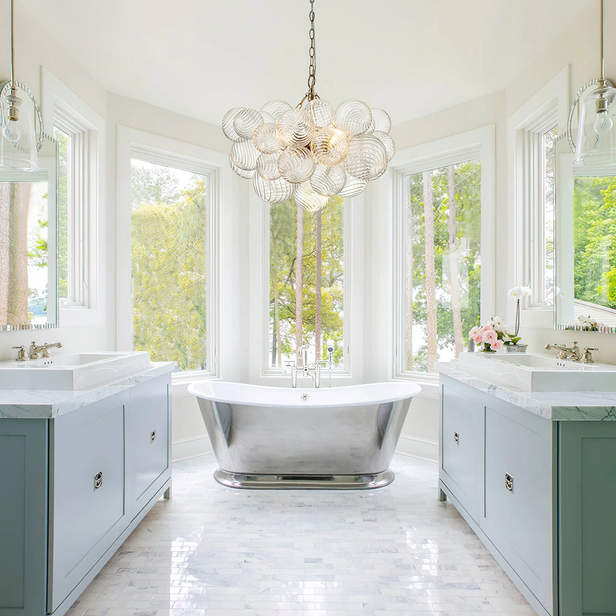 Chandelier | Glass Bubble Cluster & Gold Finish | Multiple Sizes