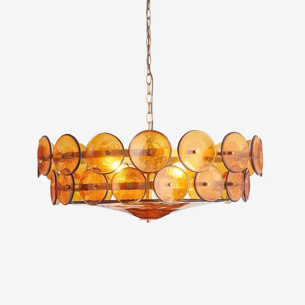 Chandelier | Metal & Colored Glass | Dimmable E14 Sockets