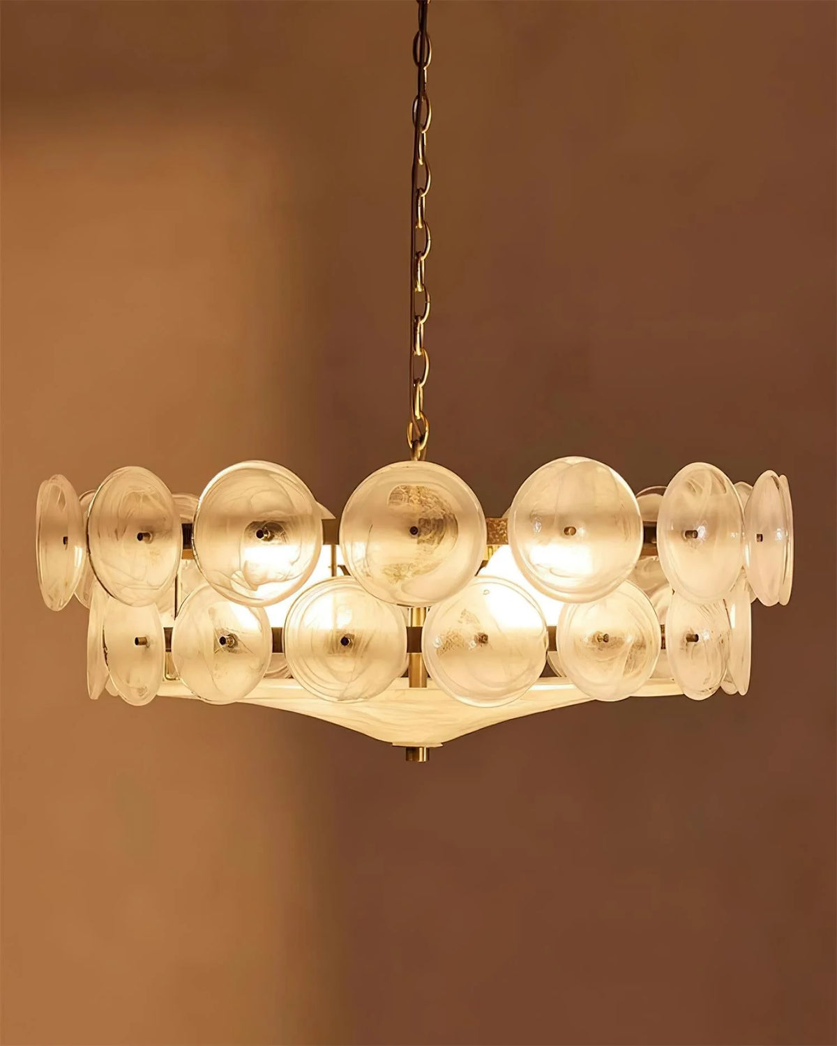 Chandelier | Metal & Colored Glass | Dimmable E14 Sockets