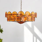 Chandelier | Metal & Colored Glass | Dimmable E14 Sockets