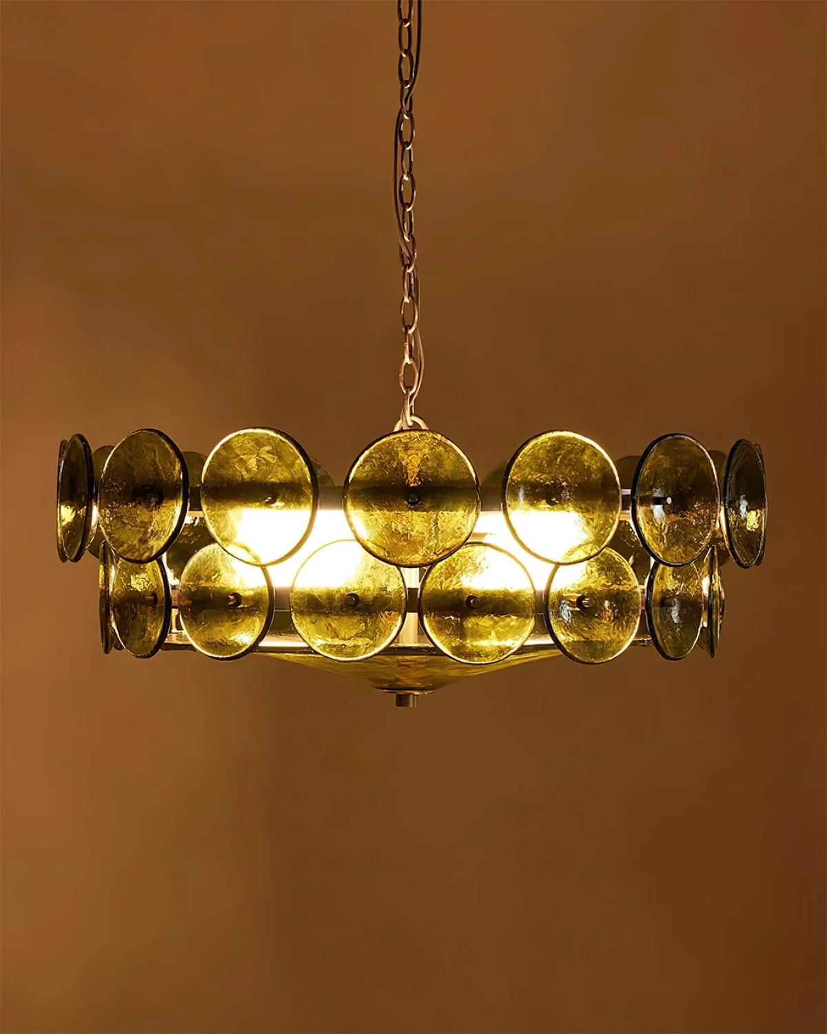 Chandelier | Metal & Colored Glass | Dimmable E14 Sockets