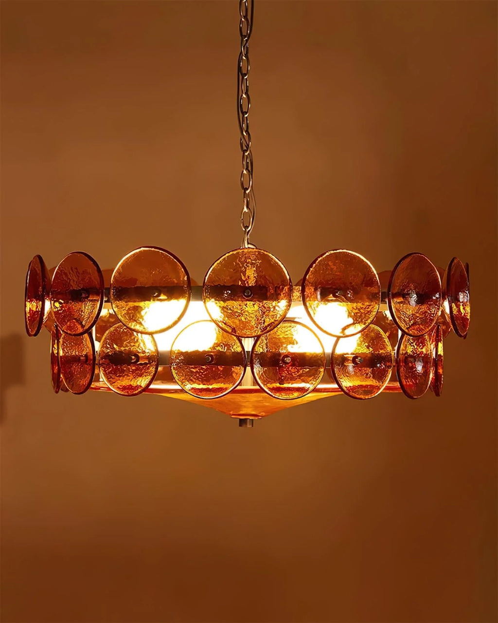 Chandelier | Metal & Colored Glass | Dimmable E14 Sockets