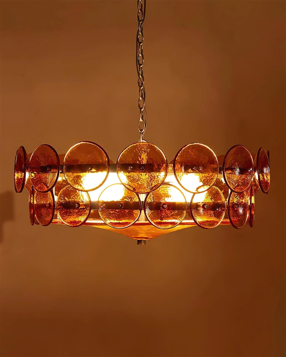 Chandelier | Metal & Colored Glass | Dimmable E14 Sockets