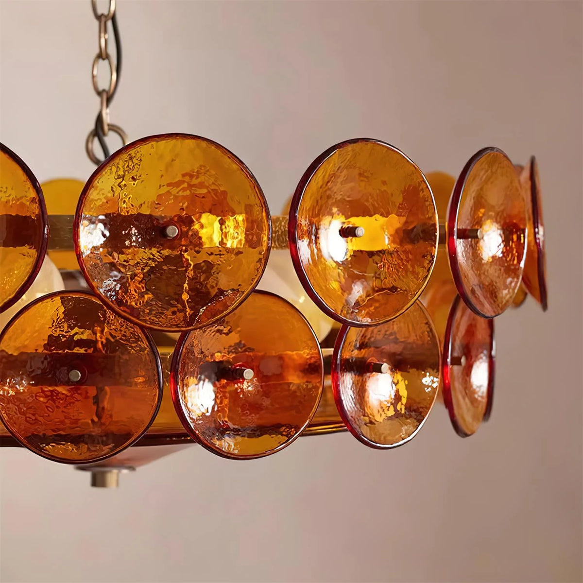 Chandelier | Metal & Colored Glass | Dimmable E14 Sockets