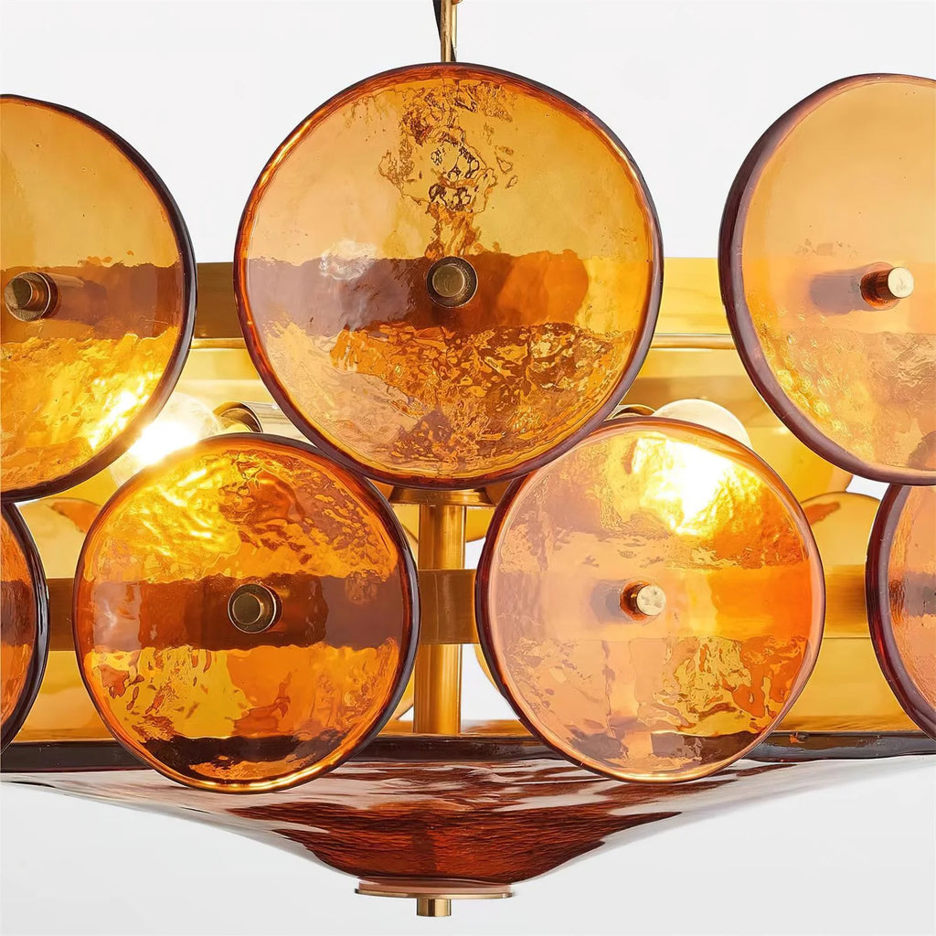 Chandelier | Metal & Colored Glass | Dimmable E14 Sockets