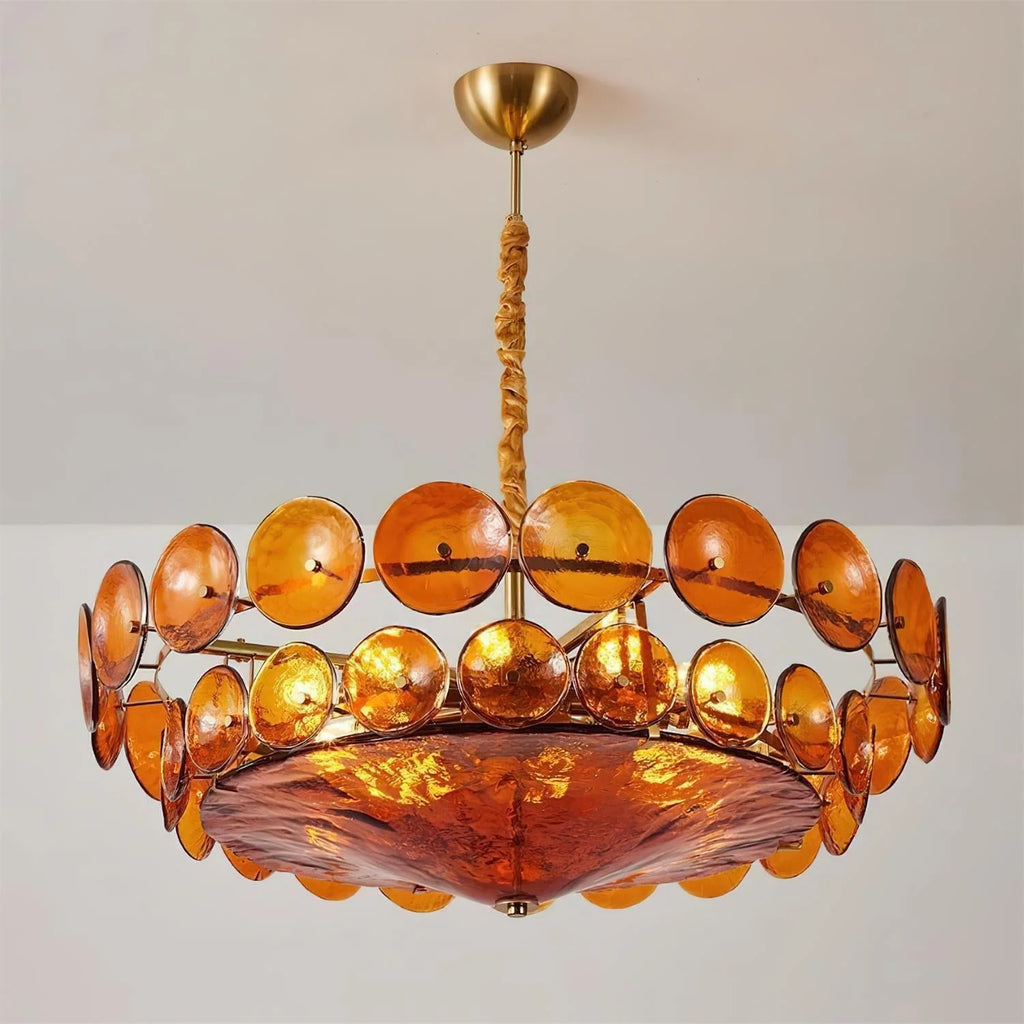 Chandelier | Metal & Colored Glass | Dimmable E14 Sockets