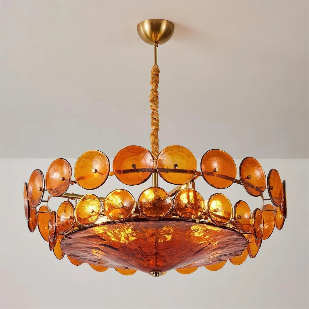 Chandelier | Metal & Colored Glass | Dimmable E14 Sockets
