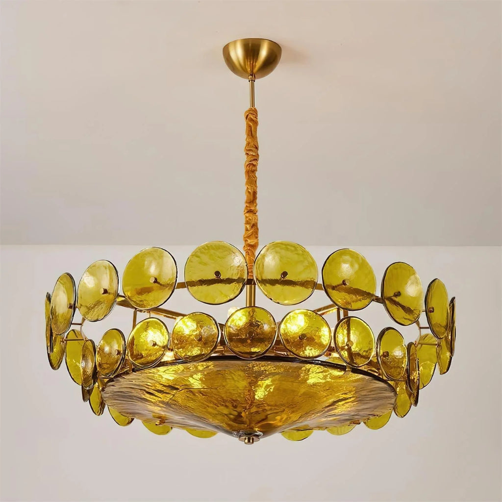 Chandelier | Metal & Colored Glass | Dimmable E14 Sockets