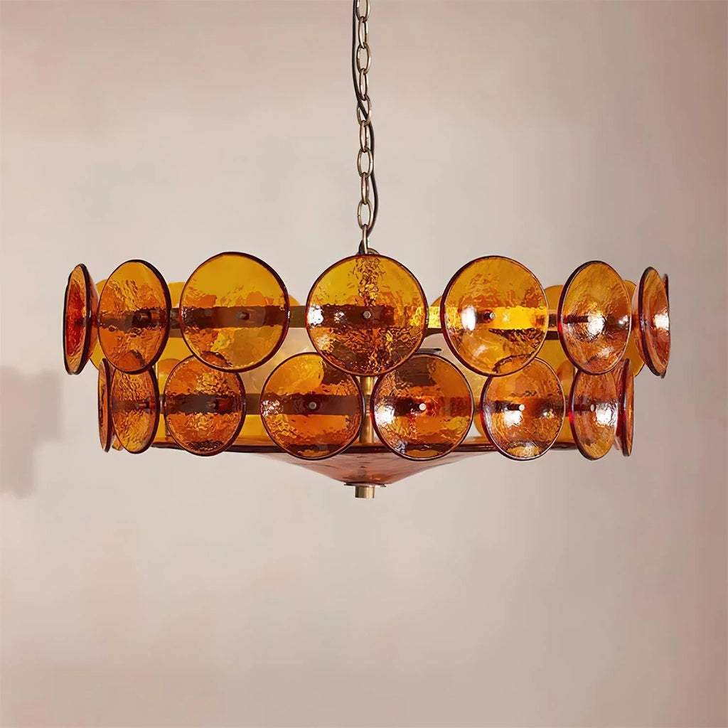 Chandelier | Metal & Colored Glass | Dimmable E14 Sockets