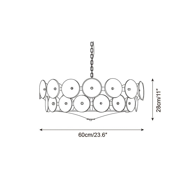Chandelier | Metal & Colored Glass | Dimmable E14 Sockets