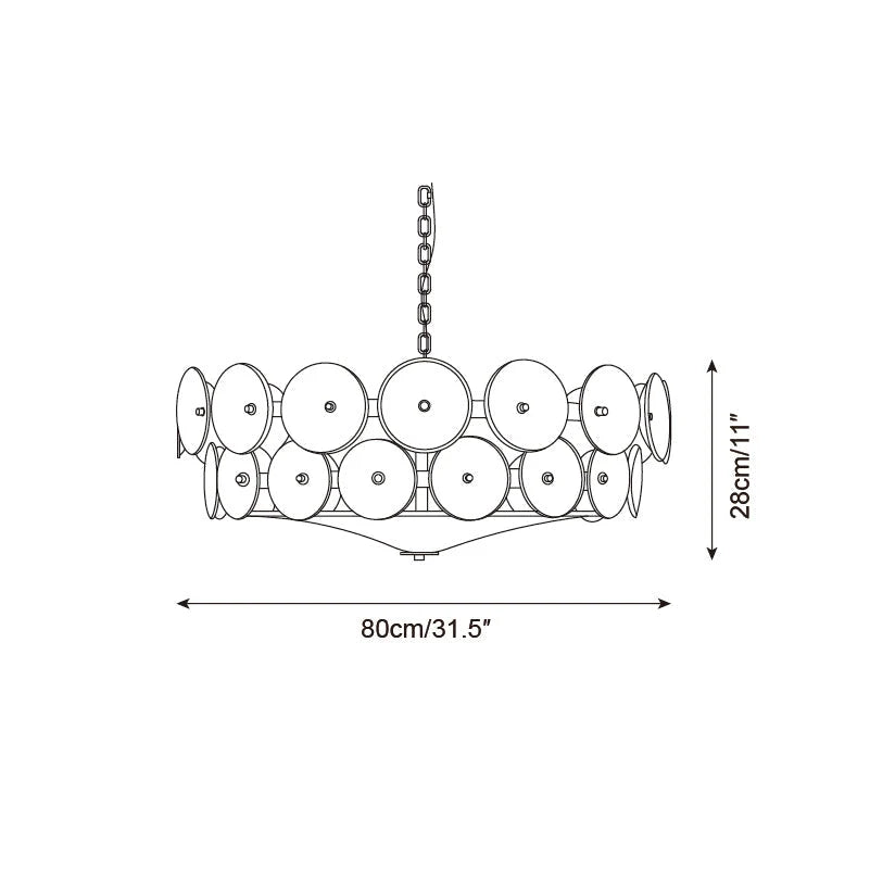 Chandelier | Metal & Colored Glass | Dimmable E14 Sockets