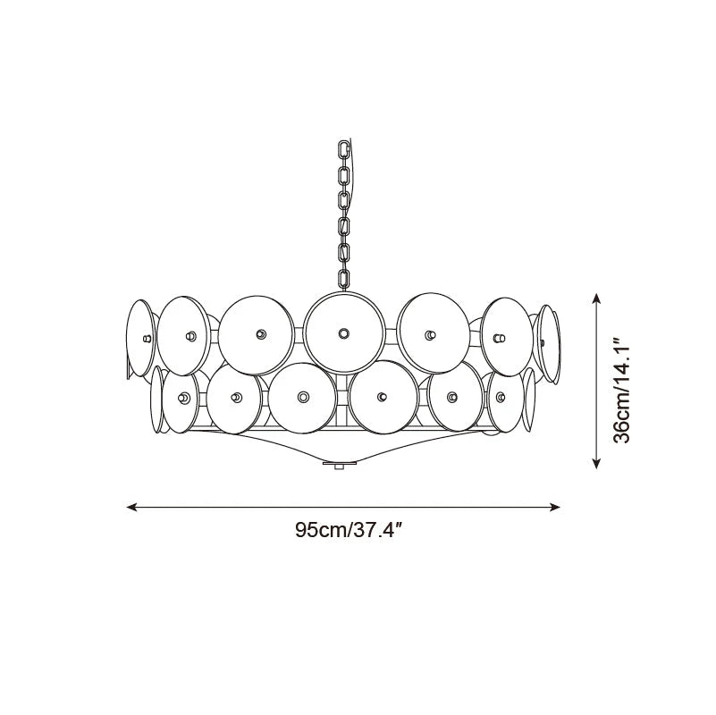 Chandelier | Metal & Colored Glass | Dimmable E14 Sockets
