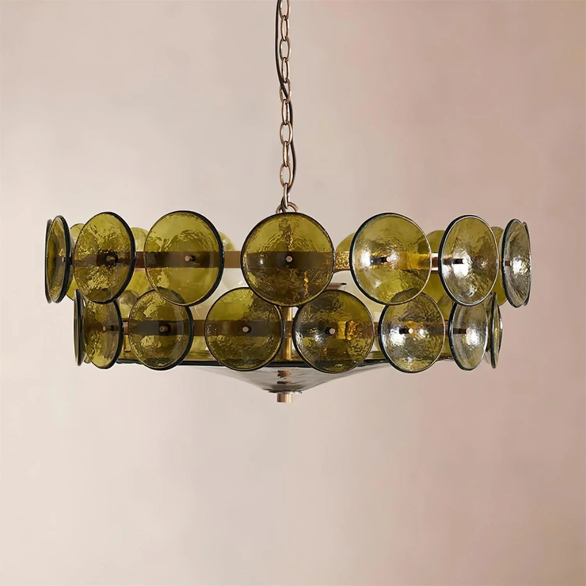 Chandelier | Metal & Colored Glass | Dimmable E14 Sockets